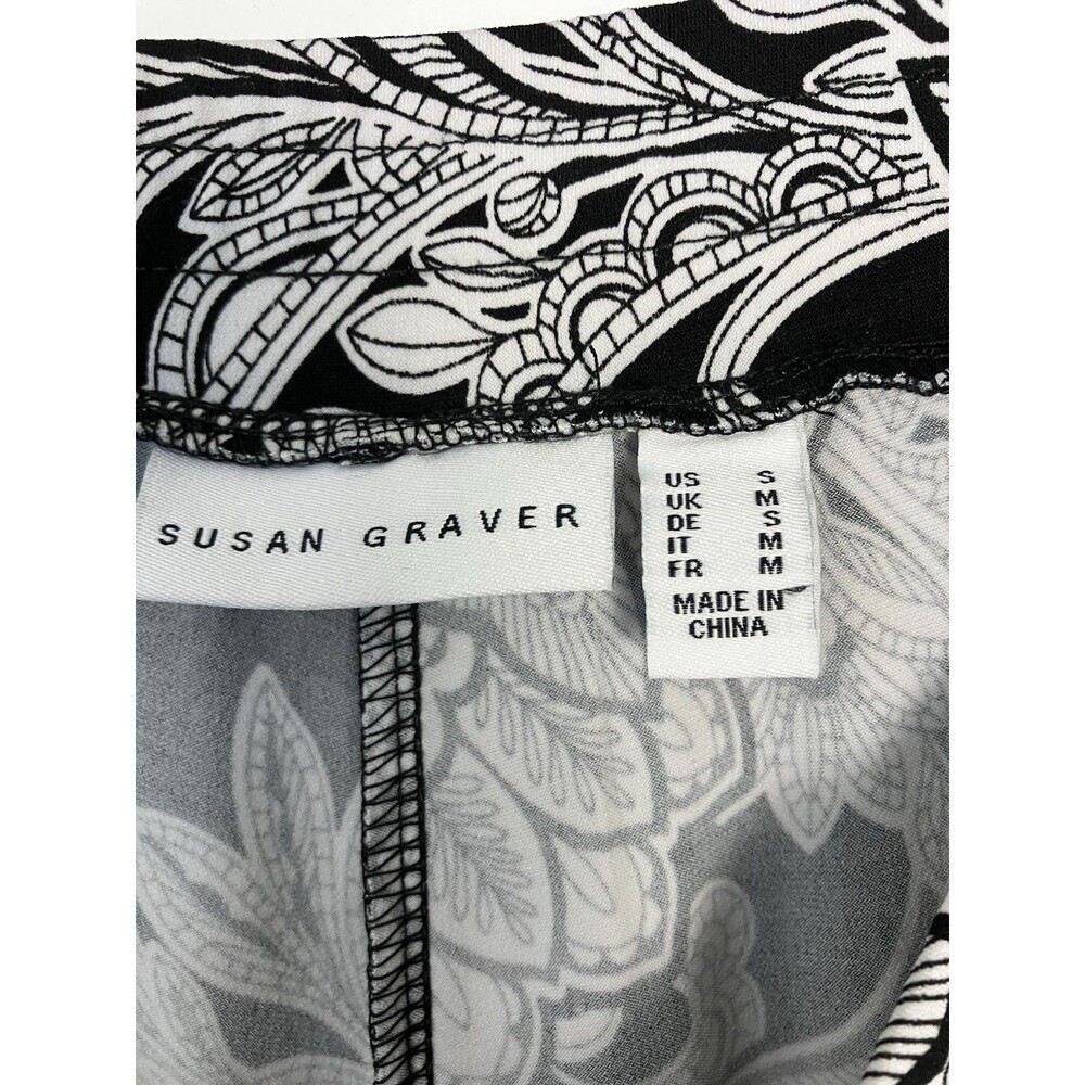 Susan Graver Floral Liquid Knit Cropped Wide Leg Pants In Black Size XS - Picture 2 of 7